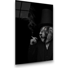Glass Art Aslan Adam Dikey Cam Tablo