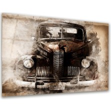 Glass Art Klasik Araba Yatay Cam Tablo