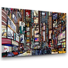 Glass Art New York Times Meydanı Çizgisel Yatay Cam Tablo