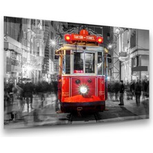 Glass Art Kırmızı Tramvay Yatay Cam Tablo