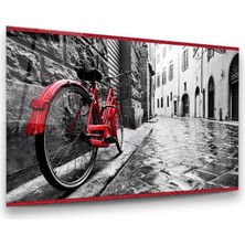 Glass Art Kırmızı Bisiklet Yatay Cam Tablo
