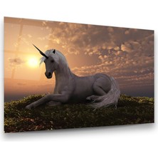 Glass Art Tek Boynuzlu At Yatay Cam Tablo