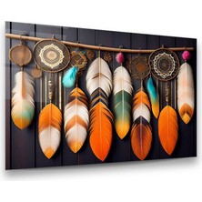 Glass Art Renkli Tüyler Yatay Cam Tablo