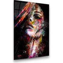 Glass Art Gizemli Kadın Dikey Cam Tablo
