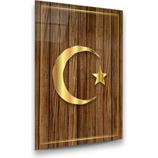 Glass Art Türk Bayrağı Dikey Cam Tablo