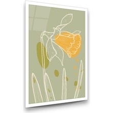 Glass Art Çiçek Soyut Çalışma Dikey Cam Tablo