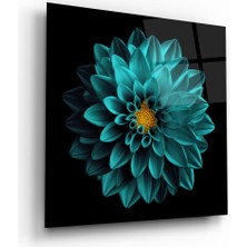 Glass Art Yeşil Çiçek Kare Cam Tablo