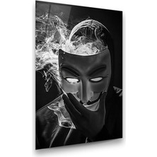 Glass Art Maskeli Adam Dikey Cam Tablo