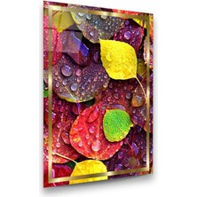 Glass Art Renkli Yapraklar Dikey Cam Tablo