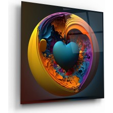Glass Art Renkli Kalp Manipülasyon Kare Cam Tablo