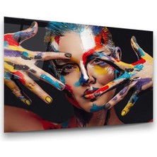 Glass Art Renkli Boyalı Kadın Yatay Cam Tablo
