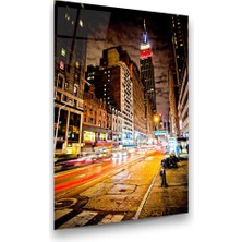 Glass Art New York Empire State Building Dikey Cam Tablo