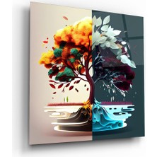 Glass Art Hayat Ağacı 5 Kare Cam Tablo