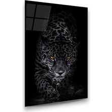 Glass Art Leopar Dikey Cam Tablo