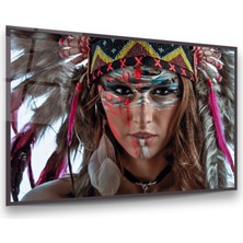 Glass Art Kızılderili Kadın Yatay Cam Tablo