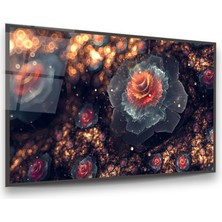 Glass Art Soyut Çiçekler Yatay Cam Tablo