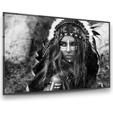 Glass Art Kızılderili Kadın Yatay Cam Tablo