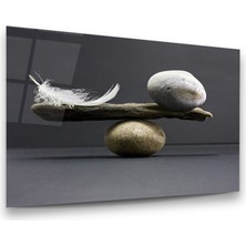 Glass Art Taş ve Tüy Dengesi Yatay Cam Tablo
