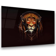 Glass Art Aslan Manipülasyon Yatay Cam Tablo