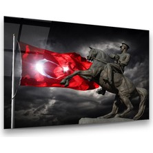 Glass Art Türk Bayrağı ve Atatürk Yatay Cam Tablo