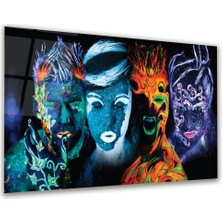 Glass Art Efektli Yüzler Yatay Cam Tablo