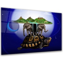 Glass Art Filler ve Kaplumbağa Manipülasyon Yatay Cam Tablo