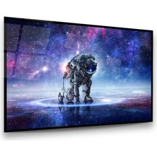 Glass Art Astronot Yatay Cam Tablo