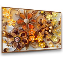 Glass Art Kağıt Katlama Sanatı Çiçekler Yatay Cam Tablo