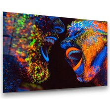 Glass Art Neon Kadın ve Erkek Yatay Cam Tablo