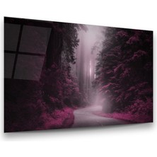 Glass Art Pembe Ağaçlar Yatay Cam Tablo
