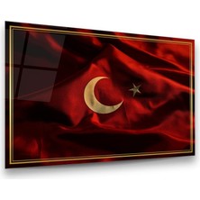 Glass Art Türk Bayrağı Yatay Cam Tablo
