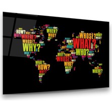 Glass Art Renkli Dünya Haritası Yatay Cam Tablo