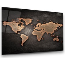 Glass Art Dünya Haritası Yatay Cam Tablo