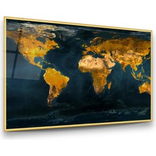 Glass Art Dünya Haritası Yatay Cam Tablo