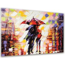 Glass Art Yağmurda Sevgililer Yatay Cam Tablo