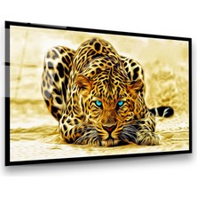 Glass Art Leopar Yatay Cam Tablo