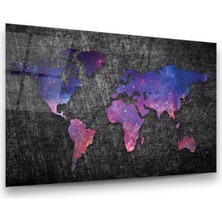 Glass Art Dünya Haritası Yatay Cam Tablo