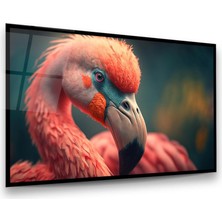 Glass Art Pembe Flamingo Yatay Cam Tablo