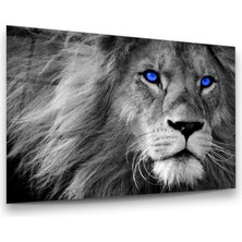 Glass Art Mavi Gözlü Aslan Yatay Cam Tablo