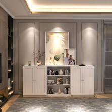 YTY411-BEYAZ 4 Kapaklı Yatay Kitaplık