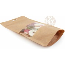 Kolay Ambalaj Kraft Orta Pencereli̇ Ki̇li̇tli̇ Doypack 13X22+4 cm 250 gr 1000 Adet