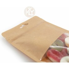 Kolay Ambalaj Kraft Orta Pencereli̇ Ki̇li̇tli̇ Doypack 13X22+4 cm 250 gr 1000 Adet