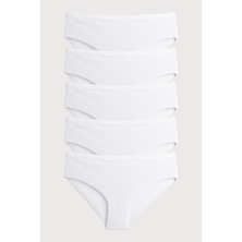 Nicoletta Kadın Külot 5'li Paket Lazer Kesim Pamuklu Beyaz