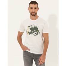 Pierre Cardin Erkek Ecru Slim Fit Bisiklet Yaka Tişört 50249353-VR019