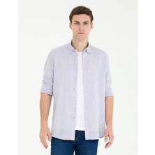 Pierre Cardin Erkek Lila Regular Fit Uzun Kollu Gömlek 50265119-VR034
