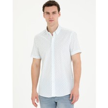 Pierre Cardin Erkek Açık Lacivert Slim Fit Kısa Kollu Gömlek 50269429-VR059