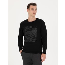 Pierre Cardin Erkek Siyah Slim Fit Bisiklet Yaka Triko Kazak 50278080-VR046
