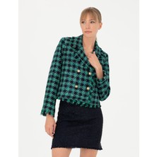 Pierre Cardin Kadın Petrol Tüvit Crop Ceket 50273097-VR102
