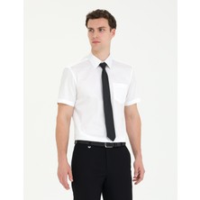 Pierre Cardin Erkek Beyaz Parlak Saten Regular Fit Kısa Kollu Basic Gömlek 50267643-VR013