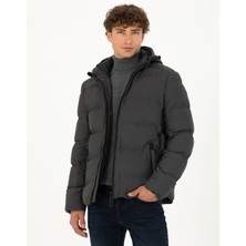 Pierre Cardin Erkek Antrasit Kapüşonlu Şişme Mont 50275487-VR006